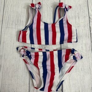 Old Navy Girls Red, White & Blue Striped Bikini Set